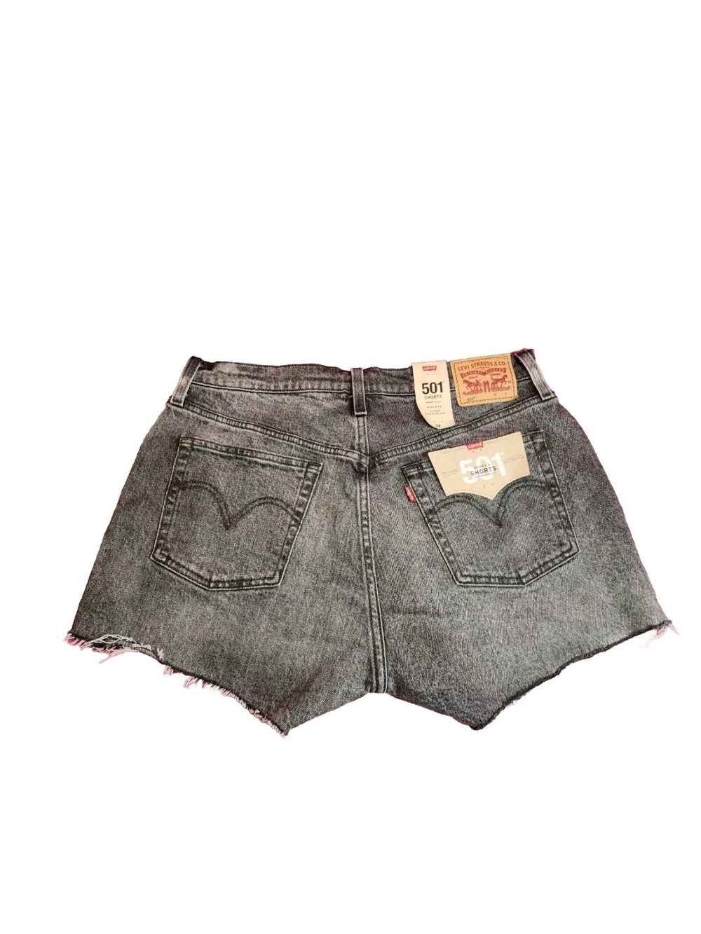 Levi's 501 Women's Shorts Size 30 Black Button-fly High Rise Cut-off NWT 33 - Picture 2 of 9